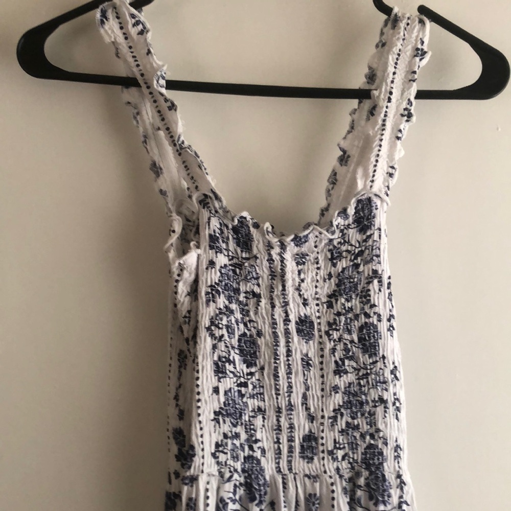 White and blue floral dress